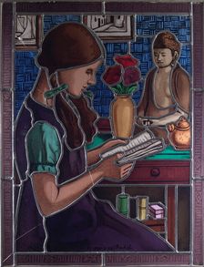 Girl reading, 1933. Creator: Juho Rissanen