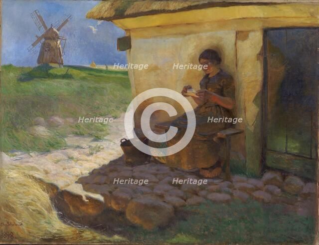 Girl reading a letter, 1898. Creator: Christjern Schobius.