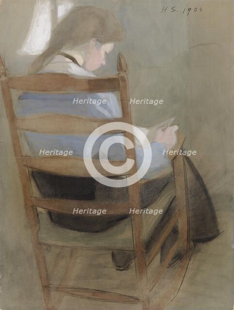 Girl Reading (Seated Girl), 1904. Creator: Helene Schjerfbeck.
