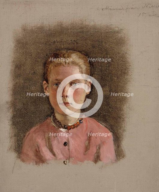 Girl's head, exercise, 1860-1870. Creator: Adolf von Becker.