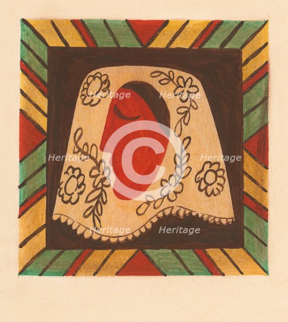 Girl's head in a scarf, 1937. Creator: Mikulas Galanda.