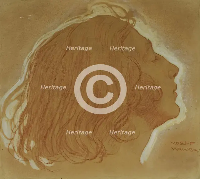 Girl's head in profile, 1920. Creator: Josef Wawra.