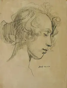 Girl's head in profile, 1920. Creator: Josef Wawra