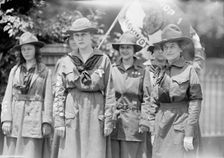 Girl Scouts - Troop #1. Mrs. Juliette Low, Founder, Right; Elenore Putsske, Center; Evaline..., 1917 Creator: Harris & Ewing