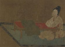 Girl seated at an embroidery frame, Ming dynasty, 15th century. Creator: Unknown