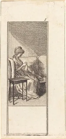 Girl Seated, Sewing, 1784. Creator: Daniel Nikolaus Chodowiecki