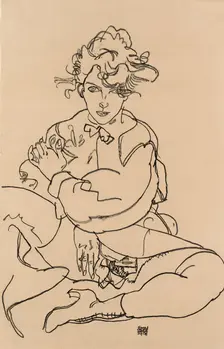 Girl sitting with spread legs, 1918