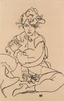 Girl sitting with spread legs, 1918