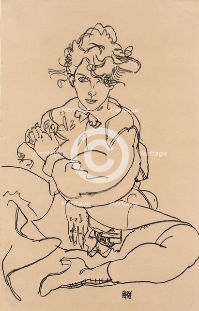 Girl sitting with spread legs, 1918.