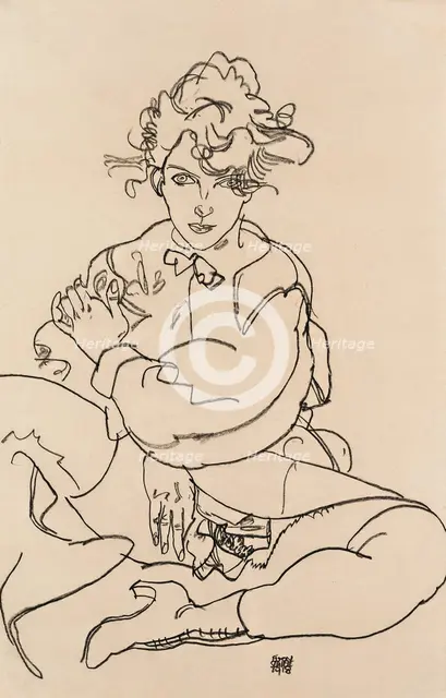 Girl sitting with spread legs, 1918. Artist: Schiele, Egon (1890–1918)