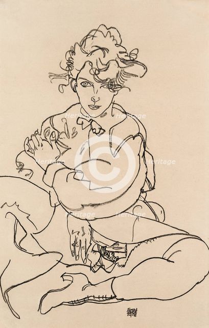 Girl sitting with spread legs, 1918. Artist: Schiele, Egon (1890–1918)