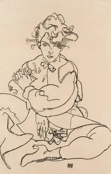 Girl sitting with spread legs, 1918. Artist: Schiele, Egon (1890–1918)
