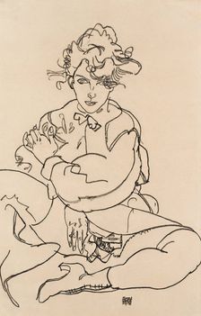 Girl sitting with spread legs, 1918. Artist: Schiele, Egon (1890–1918)
