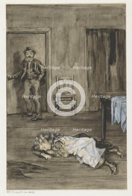 Girl sleeping on the floor, 1905 or earlier.  Creator: Anna Maria Kruijff.