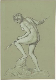 Girl Spearing Dolphin, c. 1900. Creator: Elihu Vedder
