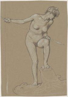 Girl Spearing Dolphin, c. 1900. Creator: Elihu Vedder