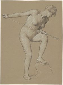 Girl Spearing Dolphin, c. 1900. Creator: Elihu Vedder