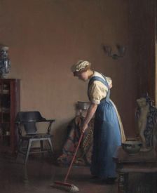 Girl Sweeping, about 1912. Creator: William McGregor Paxton