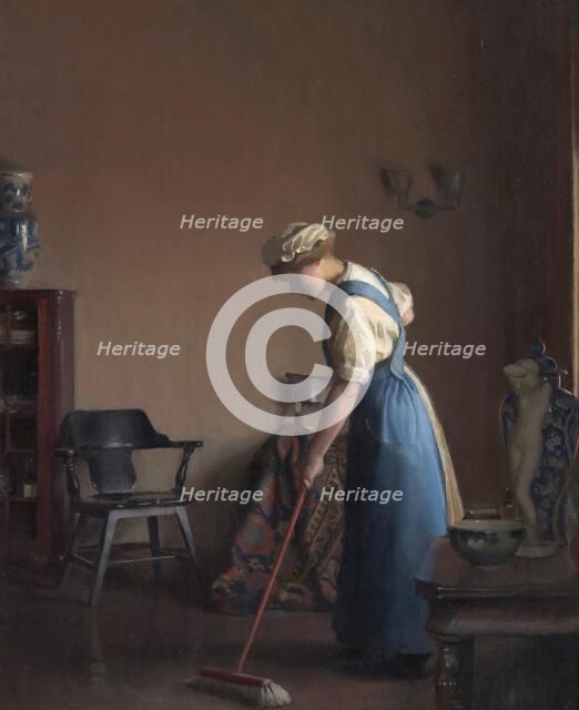 Girl Sweeping, about 1912. Creator: William McGregor Paxton.
