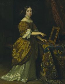 Girl Standing before a Mirror, 1668. Creator: Gaspar Netscher