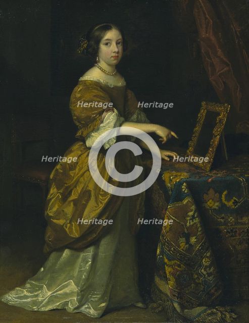 Girl Standing before a Mirror, 1668. Creator: Gaspar Netscher.