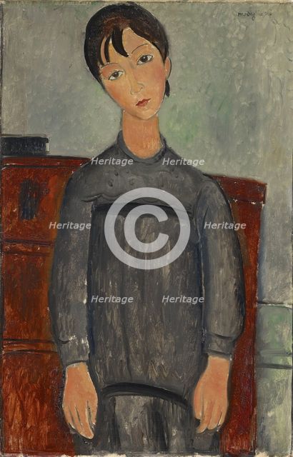 Girl Standing in Black Pinafore, 1918. Creator: Amadeo Modigliani.