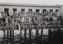 Girls at a swimming school, Sweden, 1939. Creator: Otto Ohm