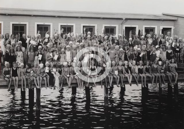Girls at a swimming school, Sweden, 1939. Creator: Otto Ohm.