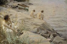 Girls Bathing in the Open Air (Out of Doors); Bathing Girls, Outside; Outdoors, 1890. Creator: Anders Leonard Zorn