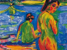 Girls bathing in the lake, Moritzburg, 1909. Creator: Kirchner, Ernst Ludwig (1880-1938)