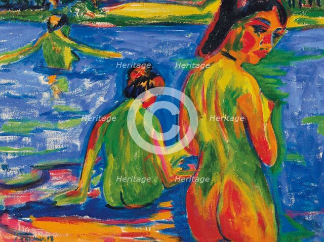Girls bathing in the lake, Moritzburg, 1909. Creator: Kirchner, Ernst Ludwig (1880-1938).