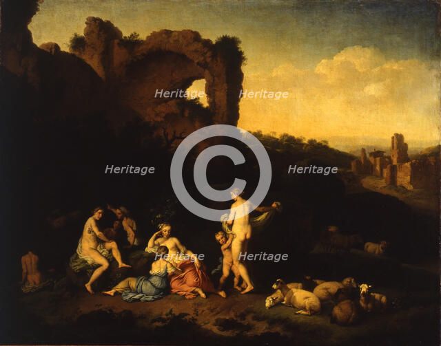 Girls bathing near the ruins, 1754.