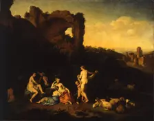 Girls bathing near the ruins, 1754