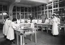 Girls domestic class, Rowntree’s factory, York, Yorkshire, 1913