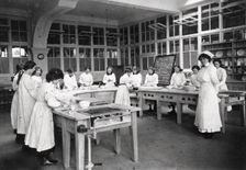 Girls domestic class, Rowntree’s factory, York, Yorkshire, 1913