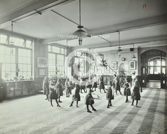 Girls dancing around a maypole, Hugon Road School, Fulham, London, 1907. Artist: Unknown.