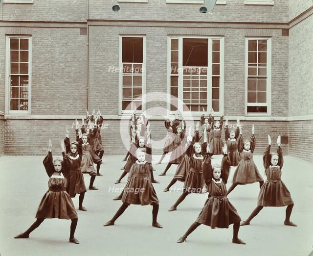 Girls' exercise drill, Montem Street School, Islington, London, 1906. Artist: Unknown.
