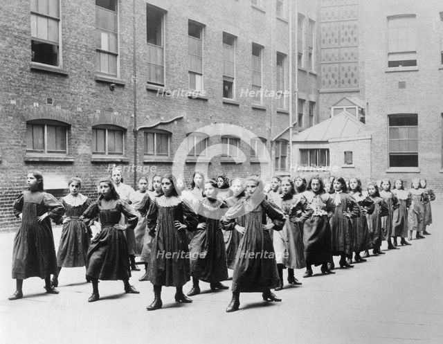 Girls exercising at the Jewish Free School, 1900-1910. Creator: Unknown.