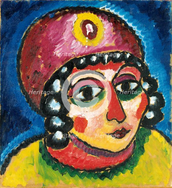 Girl's Head with Red Turban and Yellow Clasp (Barbarian Princess), c. 1912.