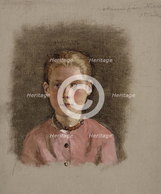 Girl's head, exercise, 1860-1870. Creator: Adolf von Becker.