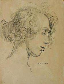 Girl's head in profile, 1920. Creator: Josef Wawra