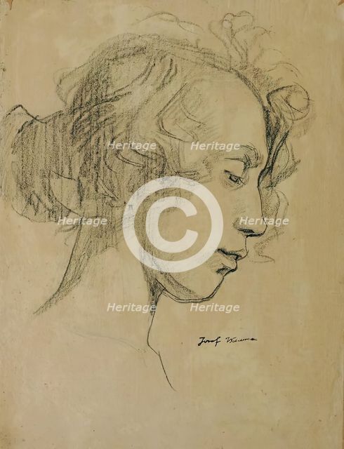 Girl's head in profile, 1920. Creator: Josef Wawra.