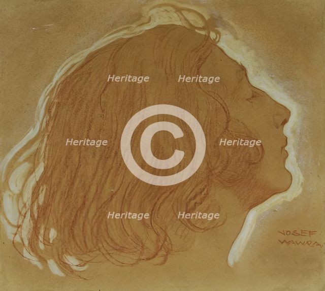 Girl's head in profile, 1920. Creator: Josef Wawra.