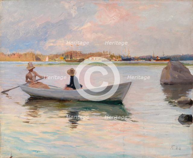 Girls in a Rowing Boat, 1886. Creator: Albert Edelfelt.