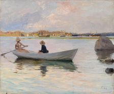 Girls in a Rowing Boat, 1886. Creator: Albert Edelfelt