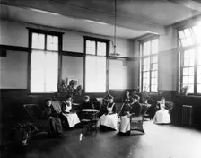 Girls in the Rowntree rest room, York, Yorkshire, 1900