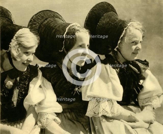 Girls in traditional costume, Vorarlberg, Austria, c1935. Creator: Unknown.