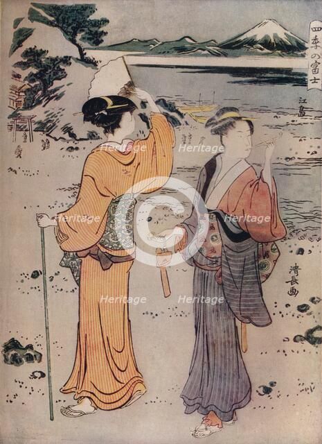 Girls on the Seashore, c17th century, (1914). Artist: Torii Kiyonaga