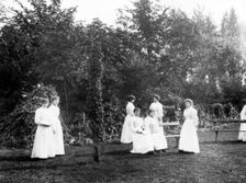Girls on the Social Block lawn, York,Yorkshire, 1907