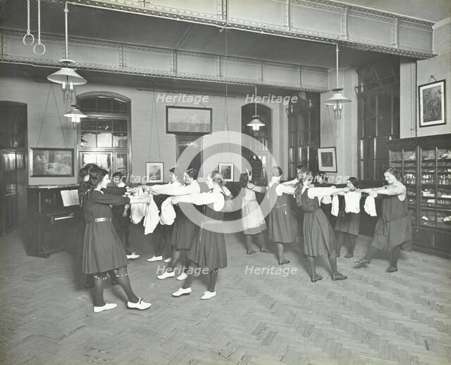 Girls morris dancing, Cosway Street Evening Institute for Women, London, 1914.  Artist: Unknown.